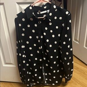 Susan Graver Black and White Polka Dot Blouse